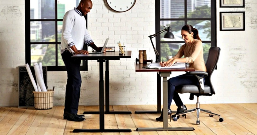 Realspace® Magellan 60"W Pneumatic Height-Adjustable Standing Desk