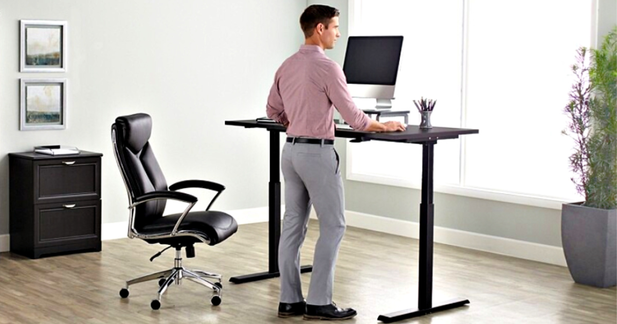 Realspace Magellan 60 W Pneumatic Height Adjustable Standing Desk Cherry -  Office Depot