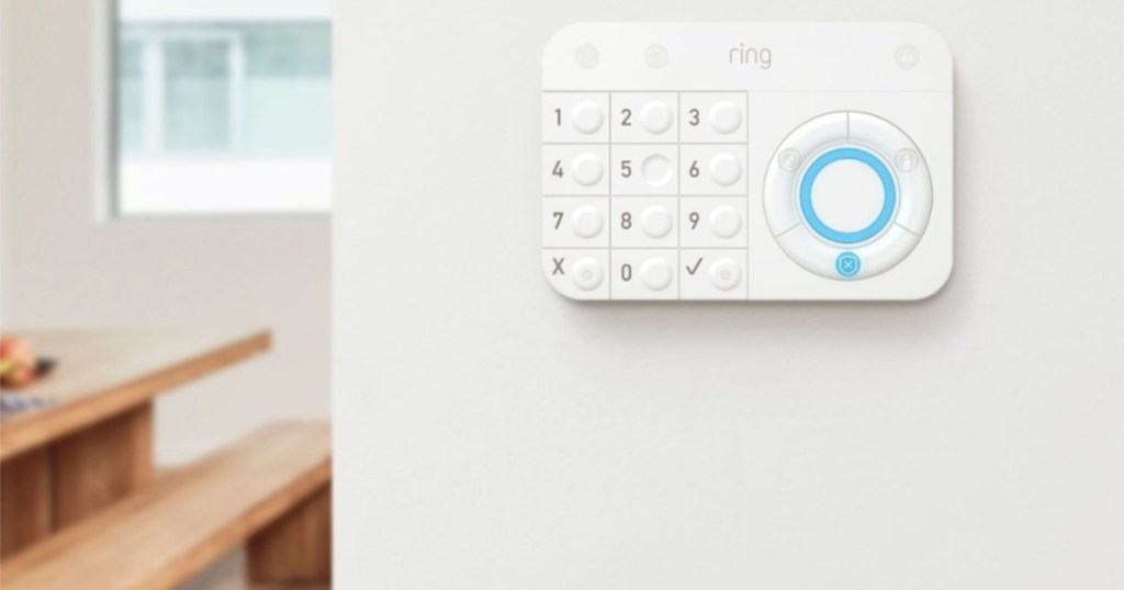 ring alarm system panel on wall in home