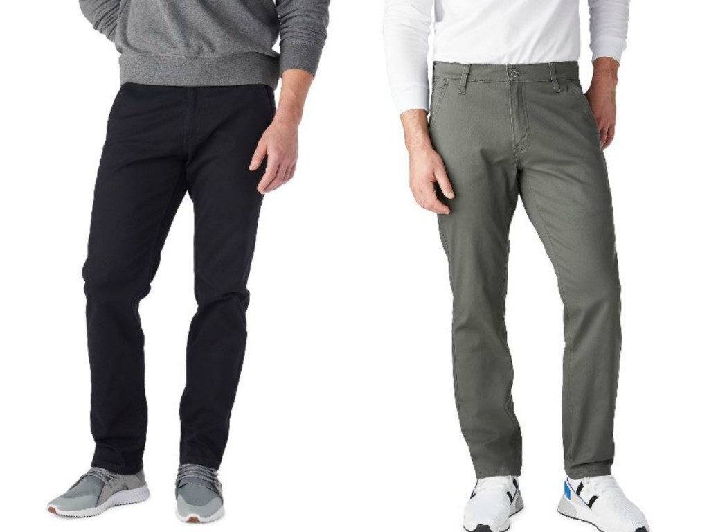 two men wearing black and grey pants