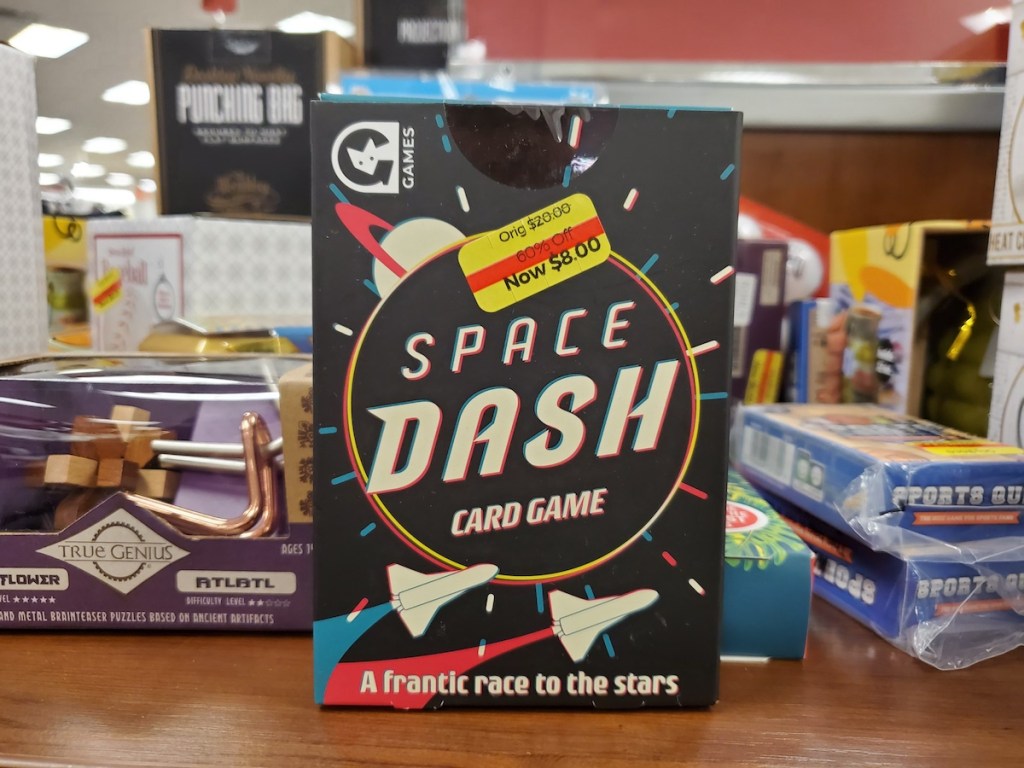 Space Dash Family Card Game on shelf