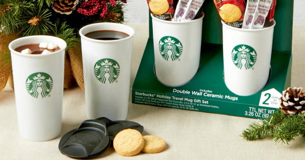 Four pack of Starbucks travel mugs