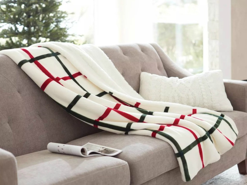 Target Sherpa Blanket in white and green Christmas colors