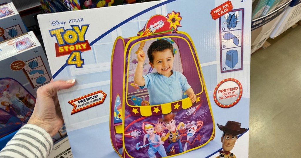 hand holding box of a Toy Story 4 Play Tent
