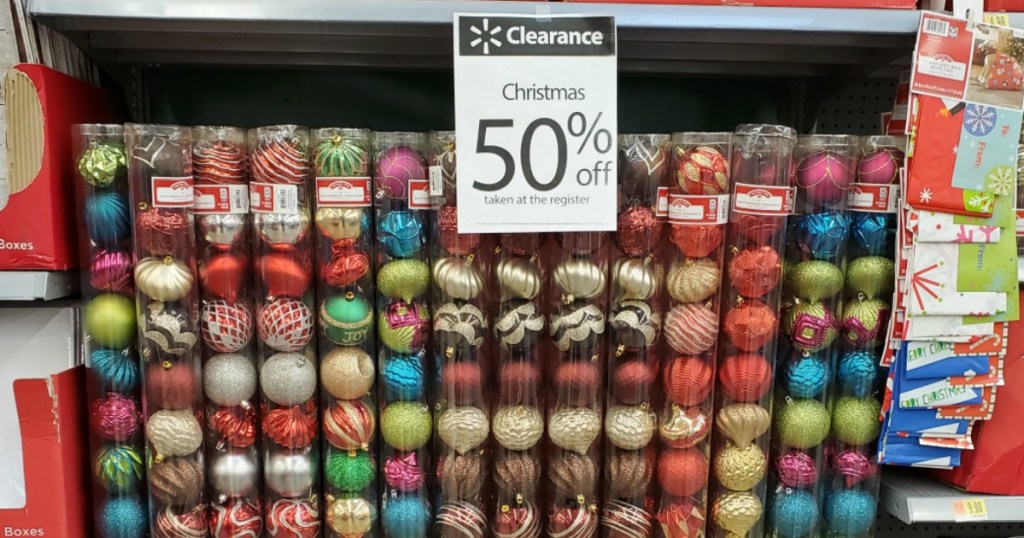 display of ornaments at Walmart