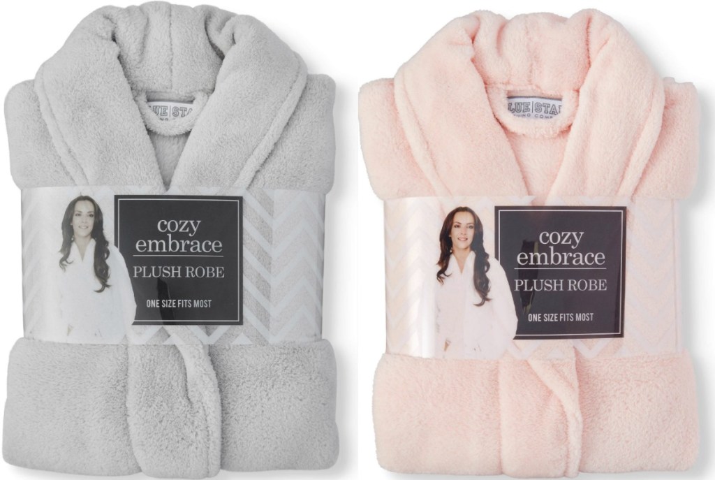 Two styles of robes from Walmart in gray and pink
