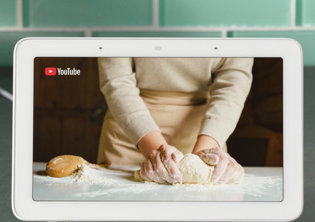 tablet with YouTube cooking channel on screen