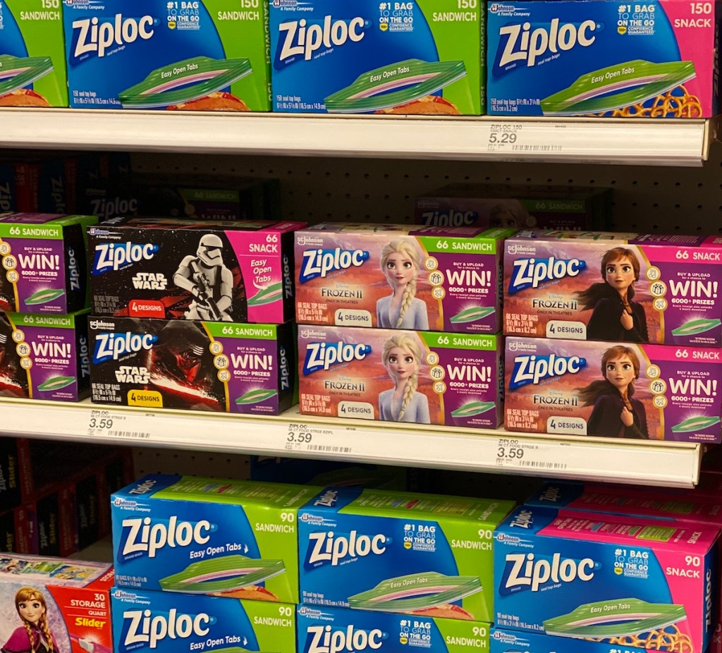 Ziploc bags on shelf at Target
