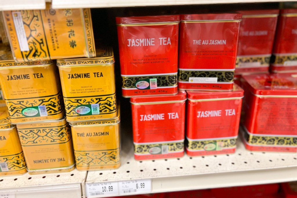 variety of asian teas on shelf