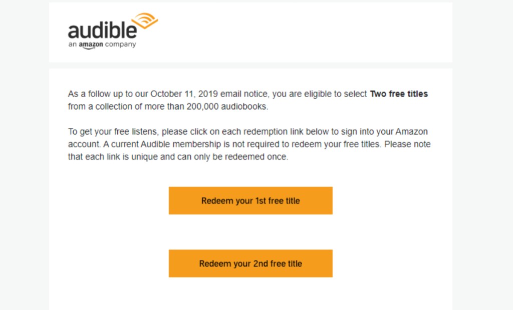 email from Audible class action settlement
