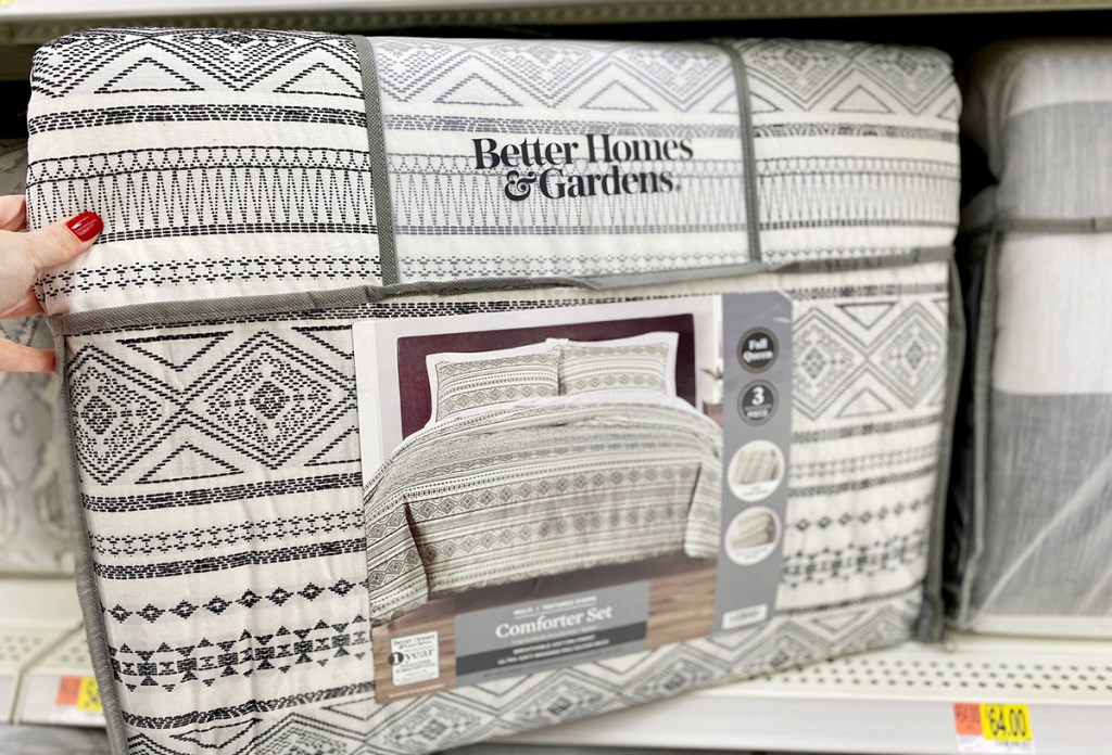 Better Homes and Gardens black and white textured comforter set at Walmart