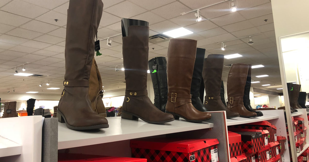 display of boots at JCPenney