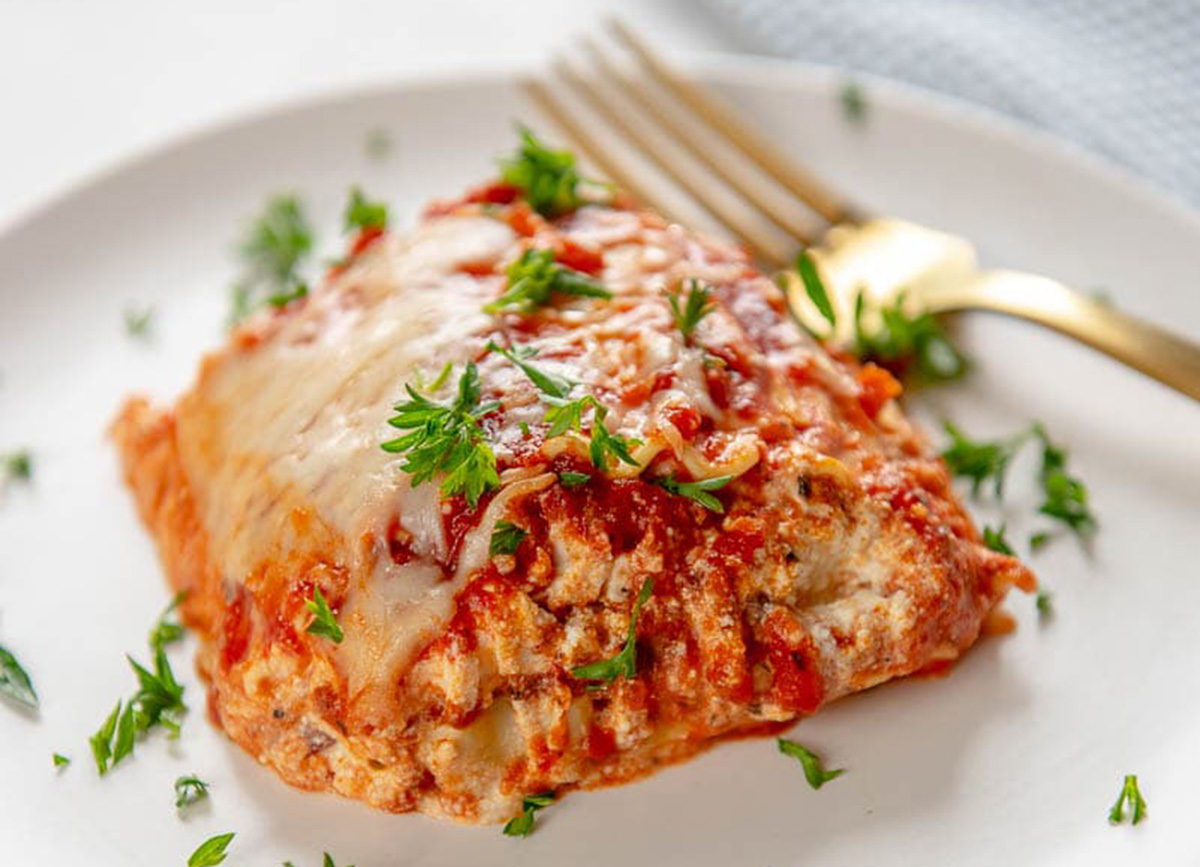 easy slow cooker lasagna on plate