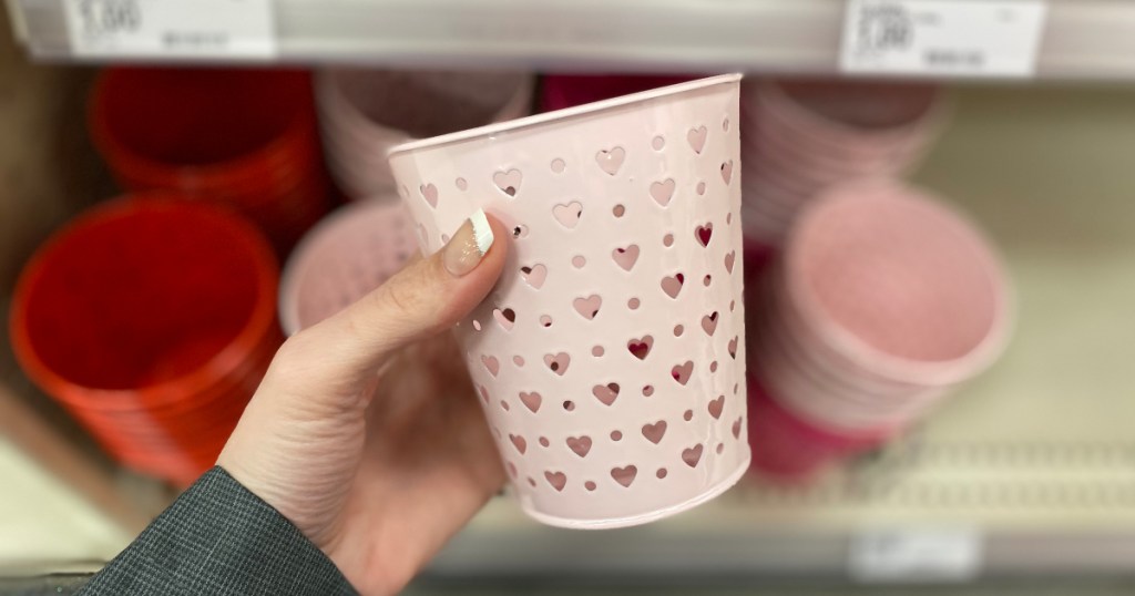 Die cut metal Valentine's Day pails at Target
