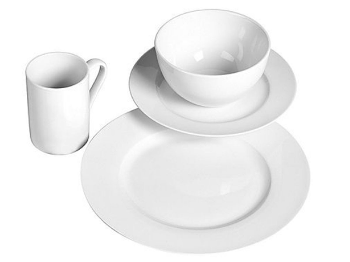 Tabletops Unlimited Soleil Round Rim Porcelain 16-pc. Dinnerware Set