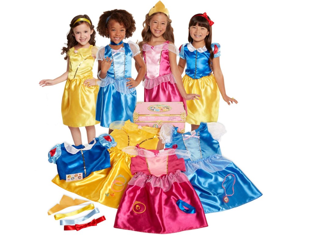 girls playing with disney princess dress up