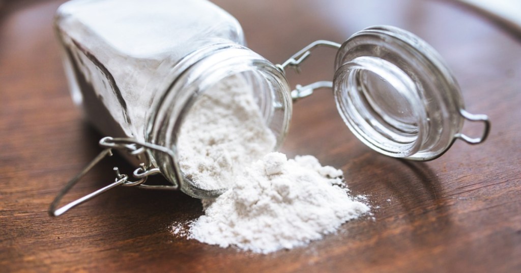 flour spilled from a jar
