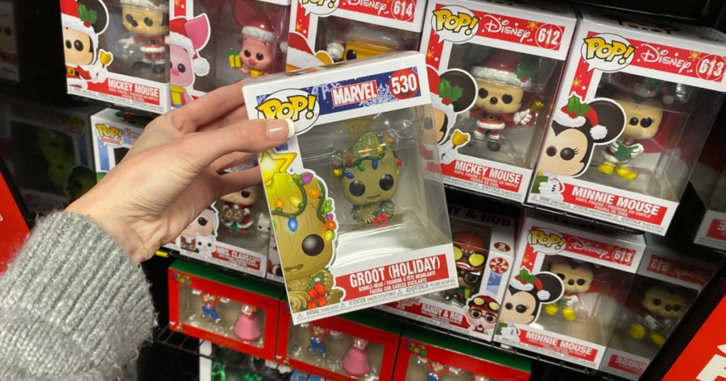 hand holding groot holiday funko pop