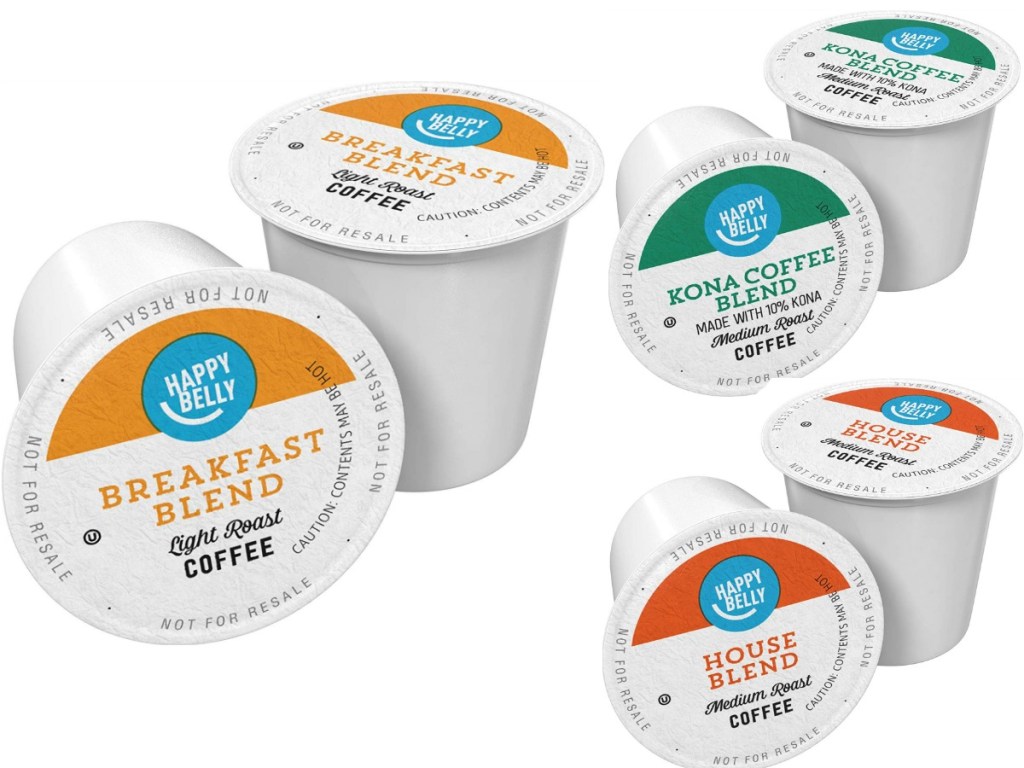 several flavors of coffee pods on white background