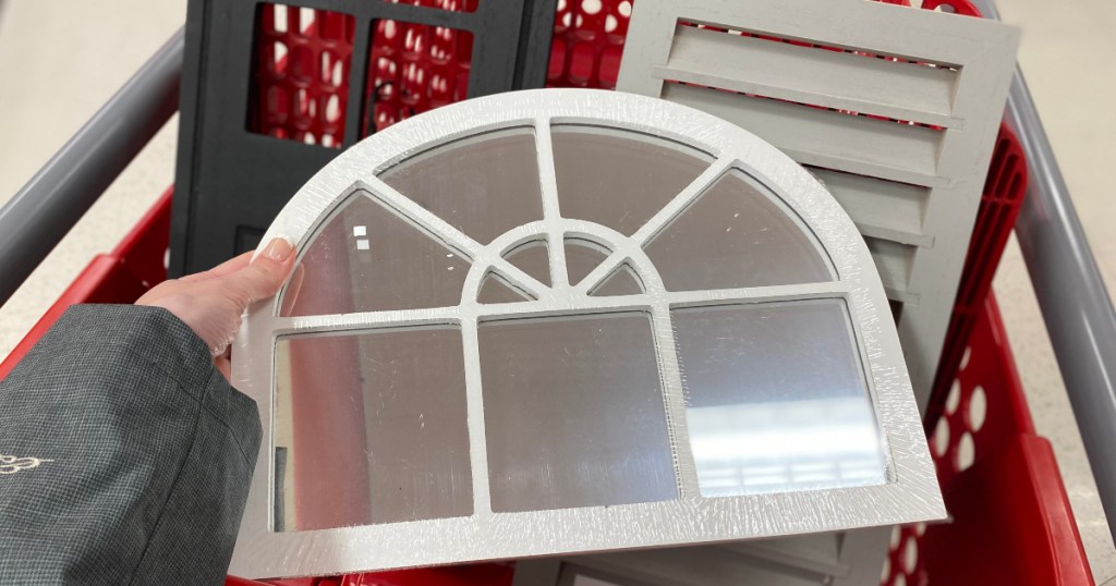 decorative mirror and shutters in Target cart
