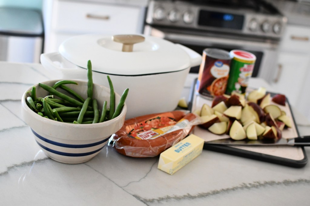 ingredients for sausage potatoes and green beans