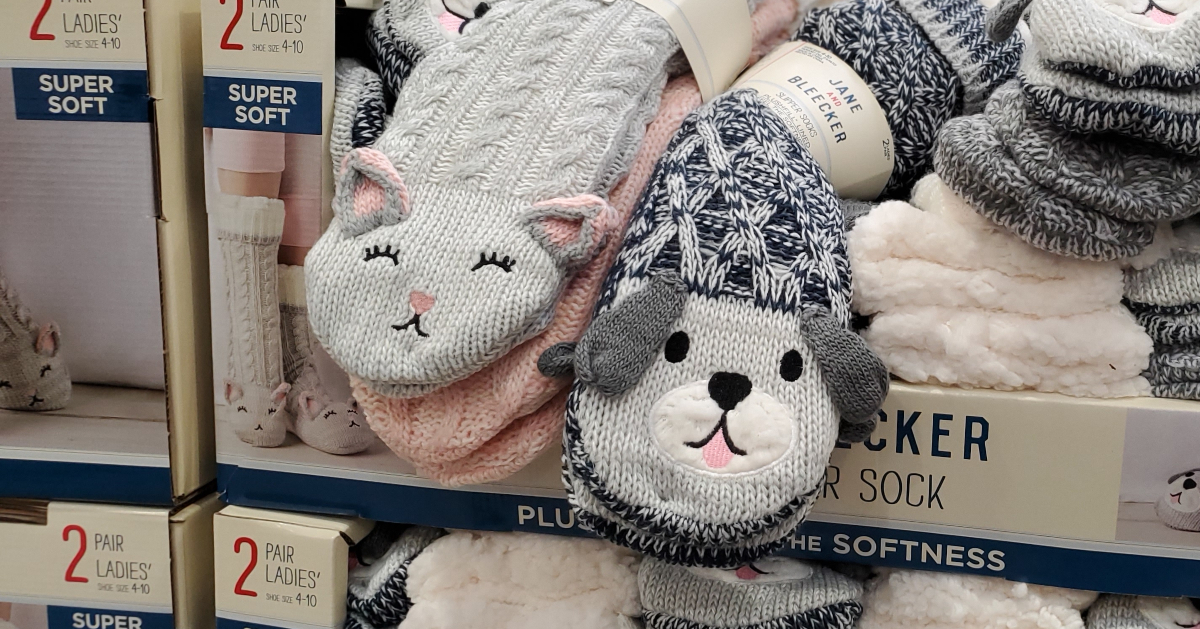 3 Pairs Of Women's Animal Design Slipper Socks. Buy Now For £10.00.