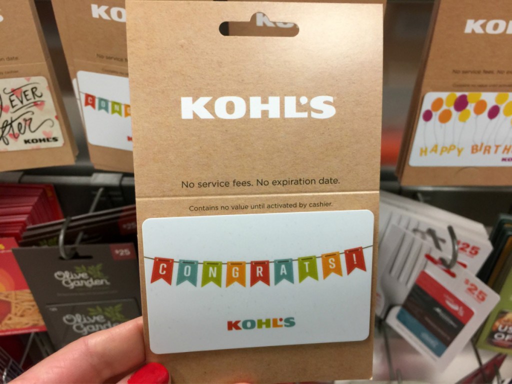 Hand holding kohl's gift card