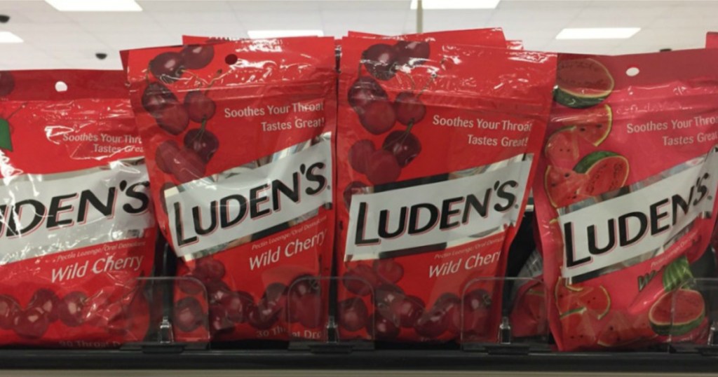 luden's wild cherry throat drops on store shelf