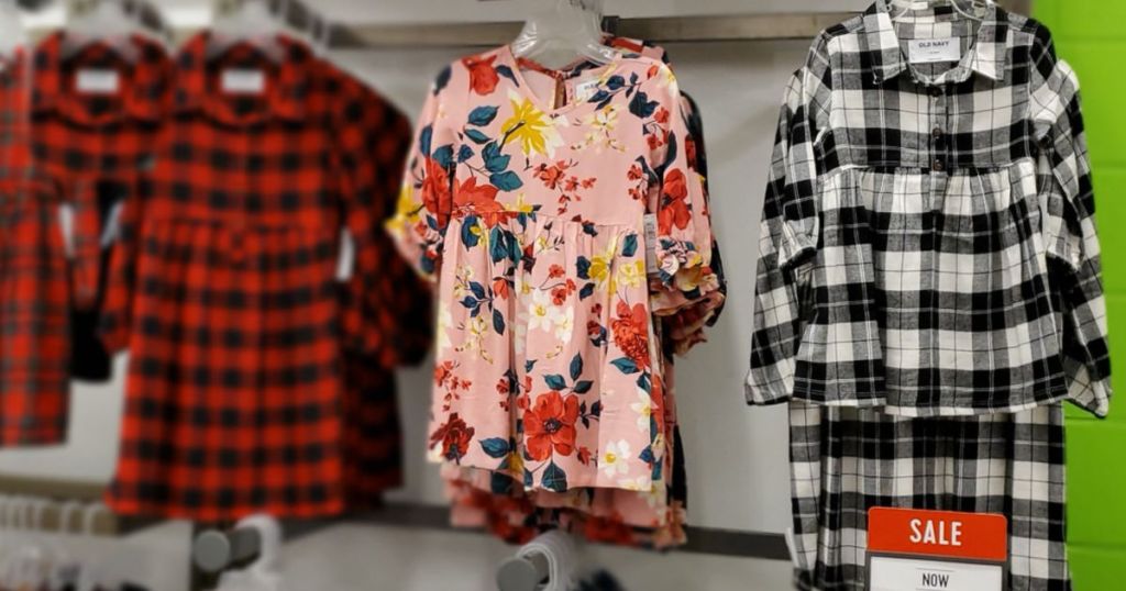 girls dresses in flowers and plaid in old navy