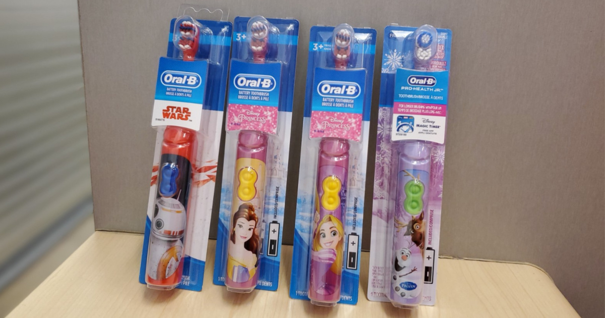 four disney and star wars kids electric toothbrushes in packaging