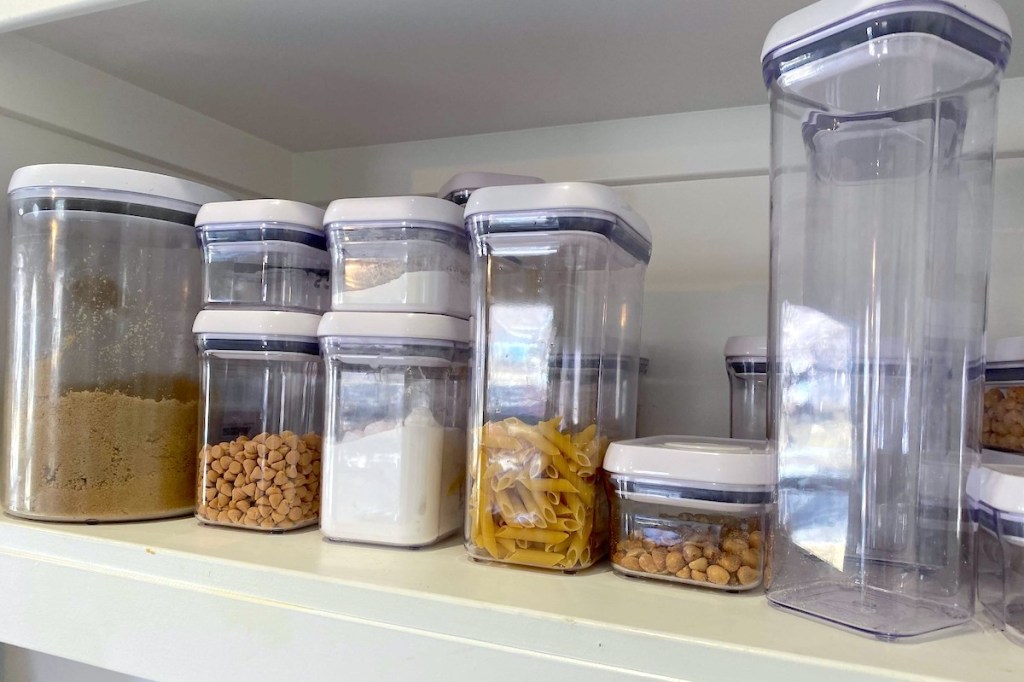 row of clear food storage containers