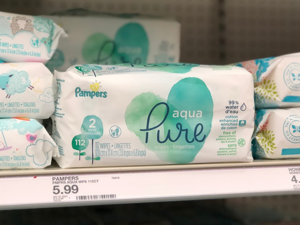 Pampers Pure Wipes on Target Shelf