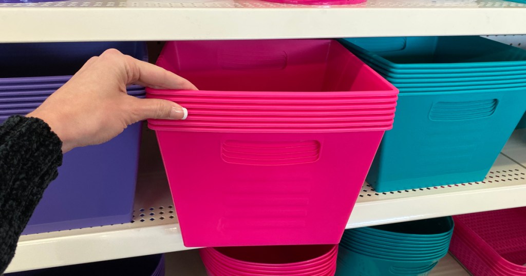 Pink storage bin
