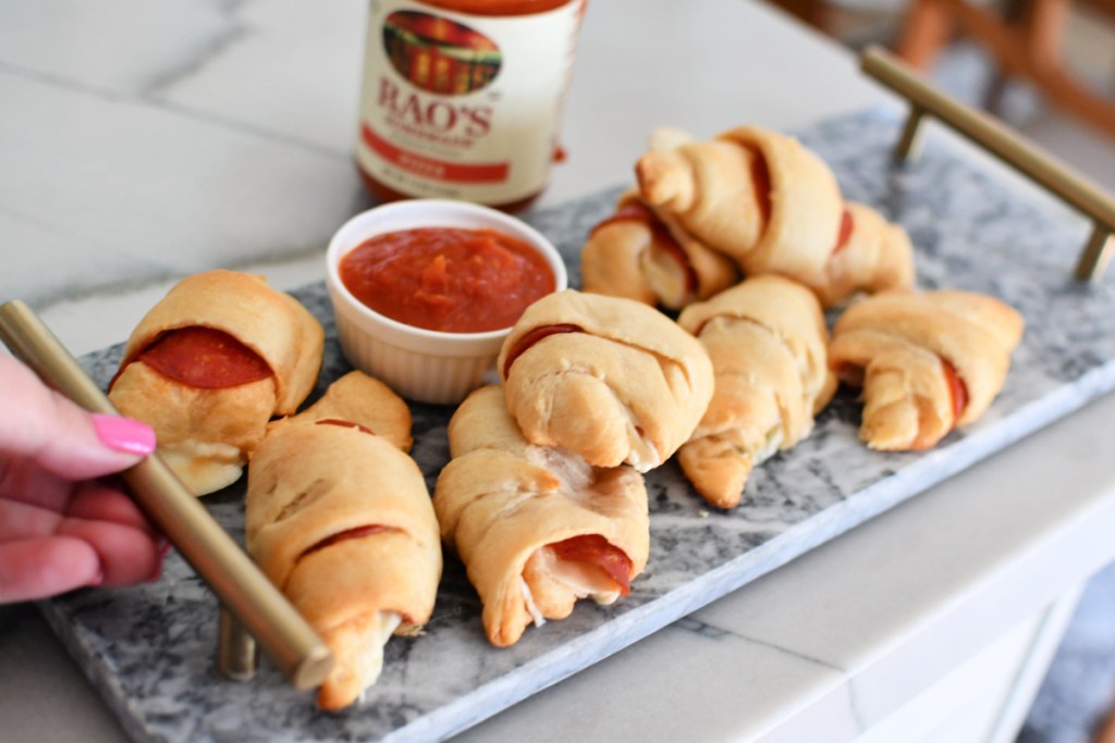 pizza rolls on a tray