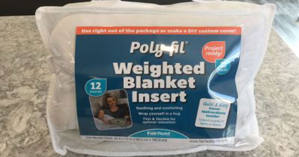 Poly-Fil Weighted Blanket Insert on a counter