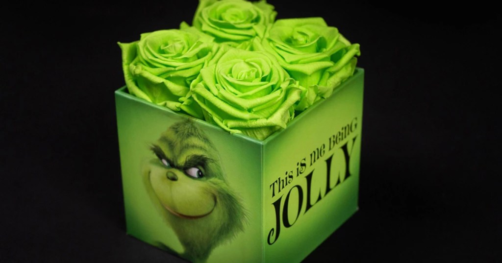 Grinch-inspired green roses