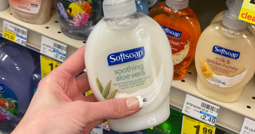 Hand holding Softsoap Hand Soap at CVS