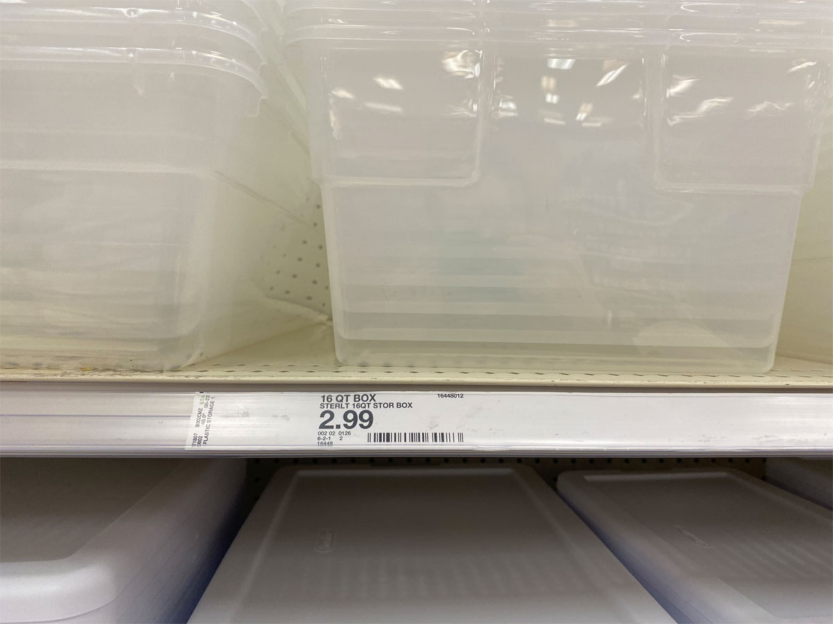 Sterilite 16 Qt Clear Storage Box White Lid on shelf on target