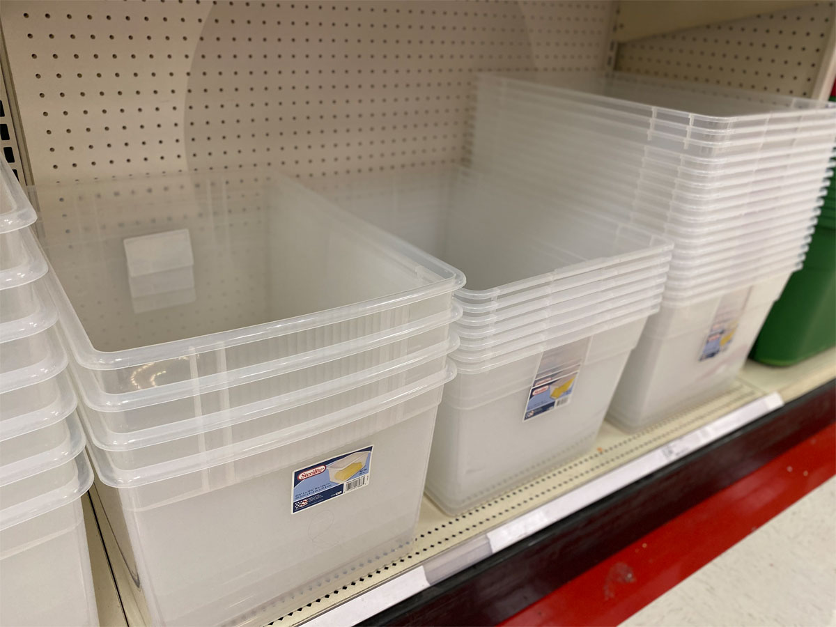 Sterilite 66qt Clearview Box on shelf in Target