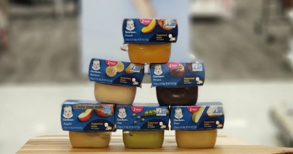 gerber baby food on display in a store