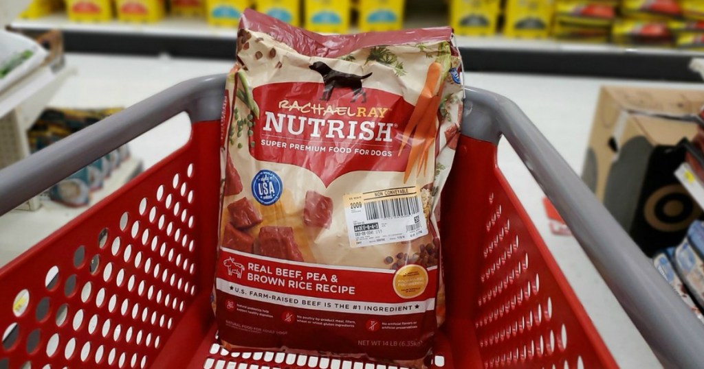 dog food bag in a shopping cart
