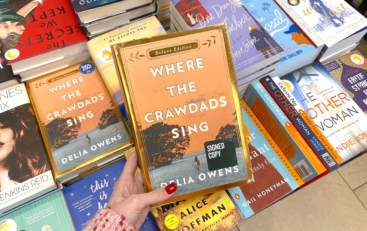 hand holding where the crawdads sing book 