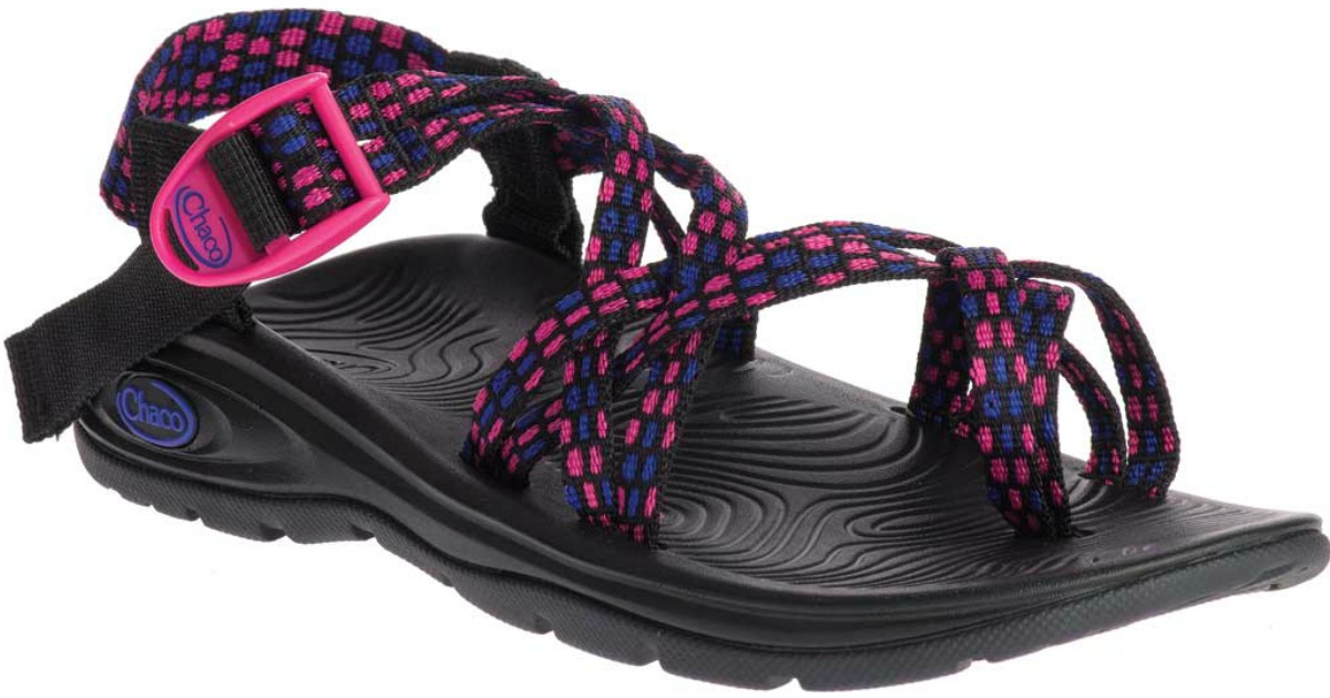 women's sandals with black bottom and pink straps