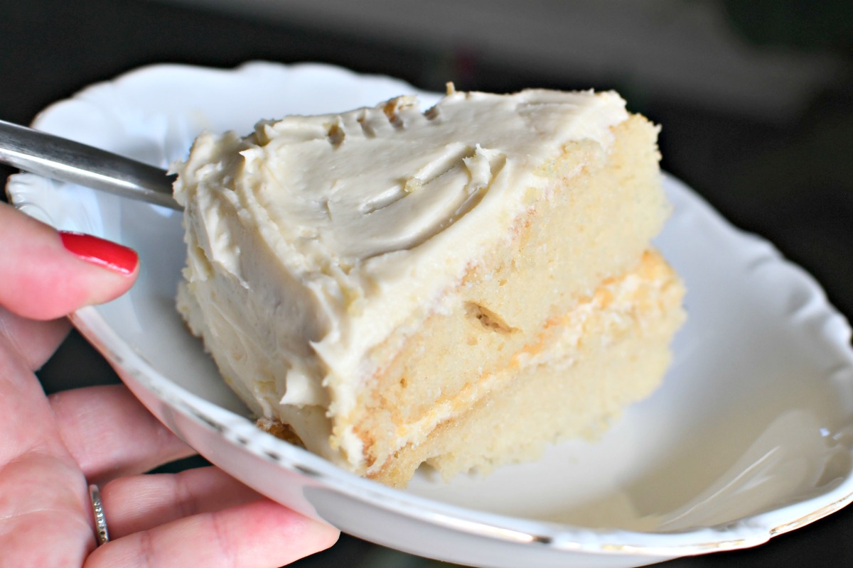 yummy slice of vanilla crazy cake
