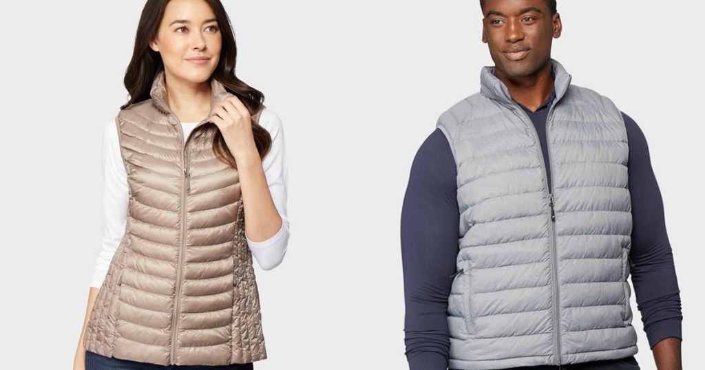 woman and man wearing 32 Degrees Vests