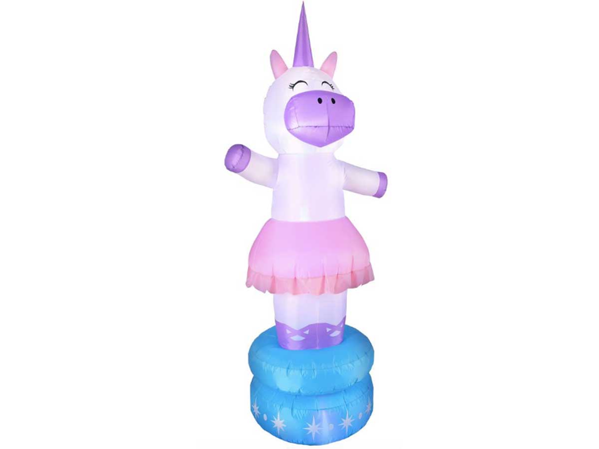 stock image of 7' Animated Inflatable Unicorn Music Box