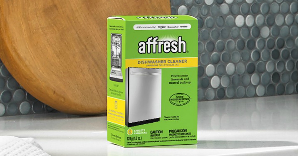 box of affresh dishwasher cleaner tabs on counter