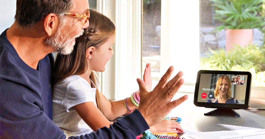 Amazon Echo Show 8 Smart Devices being used by grandfather and grand daughter