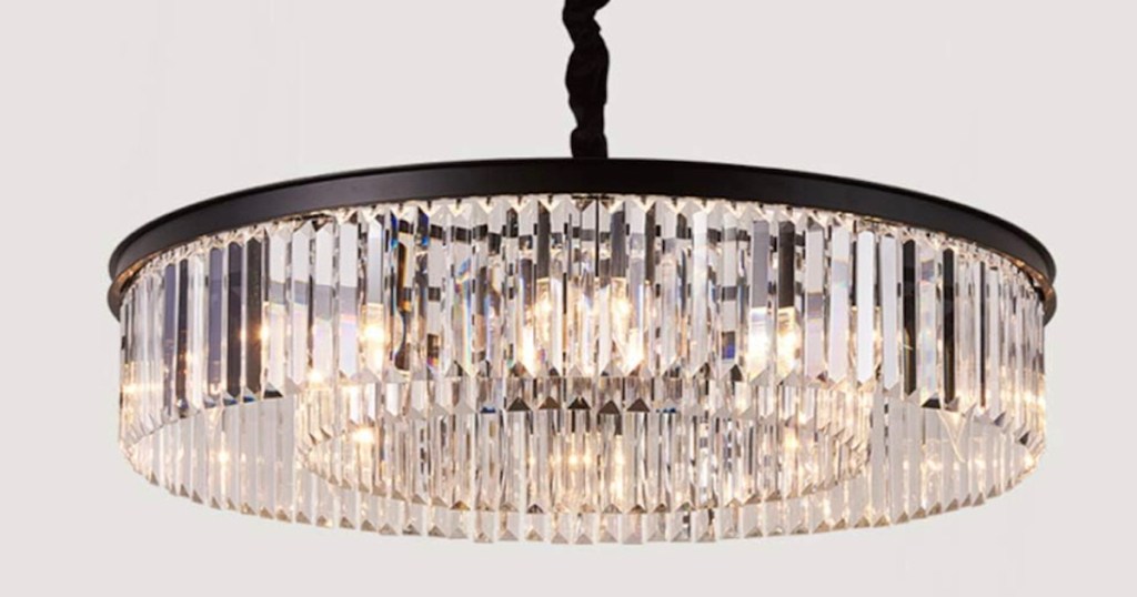 crystal chandelier with beige background