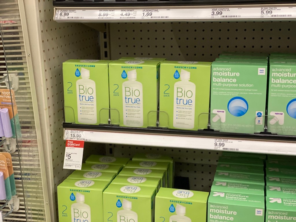 Biotrue Contact Solution on Target shelf